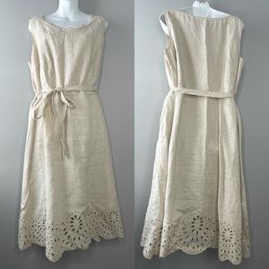 TALBOTS Cream Eyelet Linen Dress Size 16W